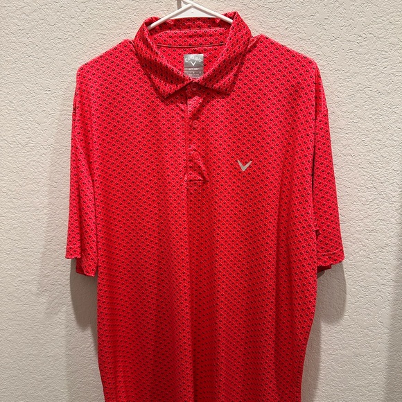 Callaway Opti-Dri Men's Size Large All Over Chevron Print Golf Shirt Polo Pink - Picture 4 of 5